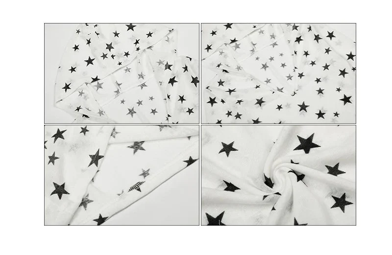 Star Print Hooded V-Neck Long Sleeve Top - Image 7