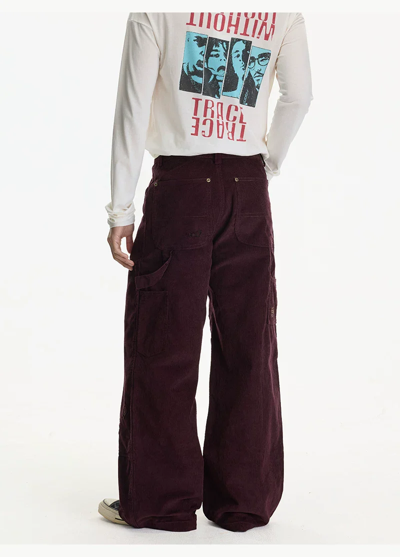 Embroidered Corduroy Wide-Leg Pants - Image 5