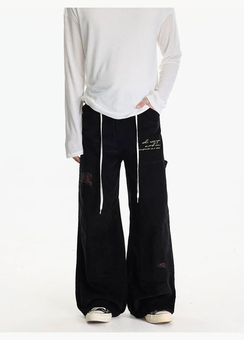 Embroidered Corduroy Wide-Leg Pants - Image 6