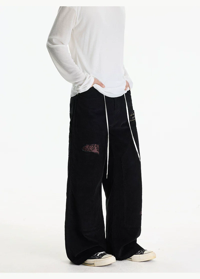 Embroidered Corduroy Wide-Leg Pants - Image 7