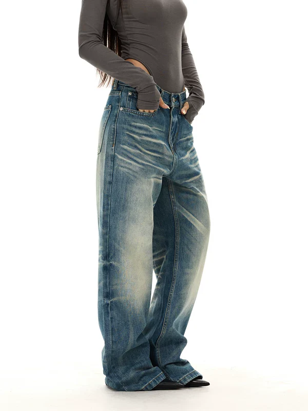 Street Style Washed Wide Leg Jeans - Image 2