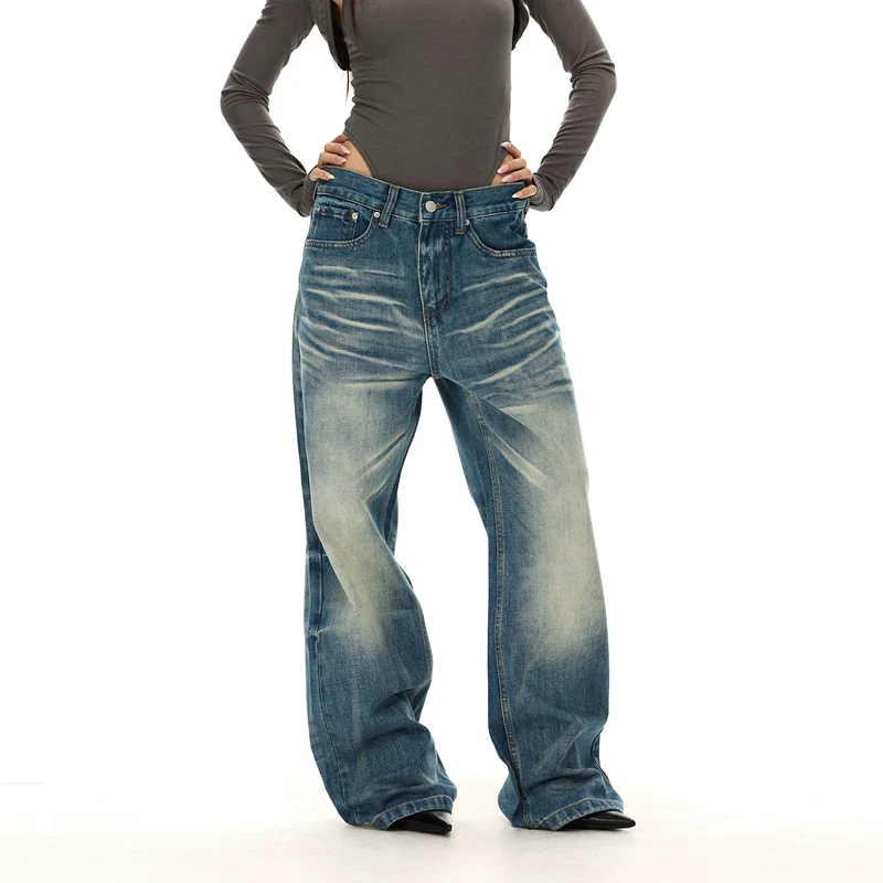 Street Style Washed Wide Leg Jeans - Image 5