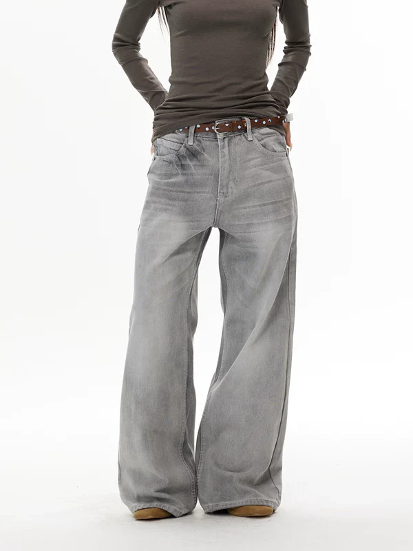 Street Style Wide Leg Denim Pants - Image 3