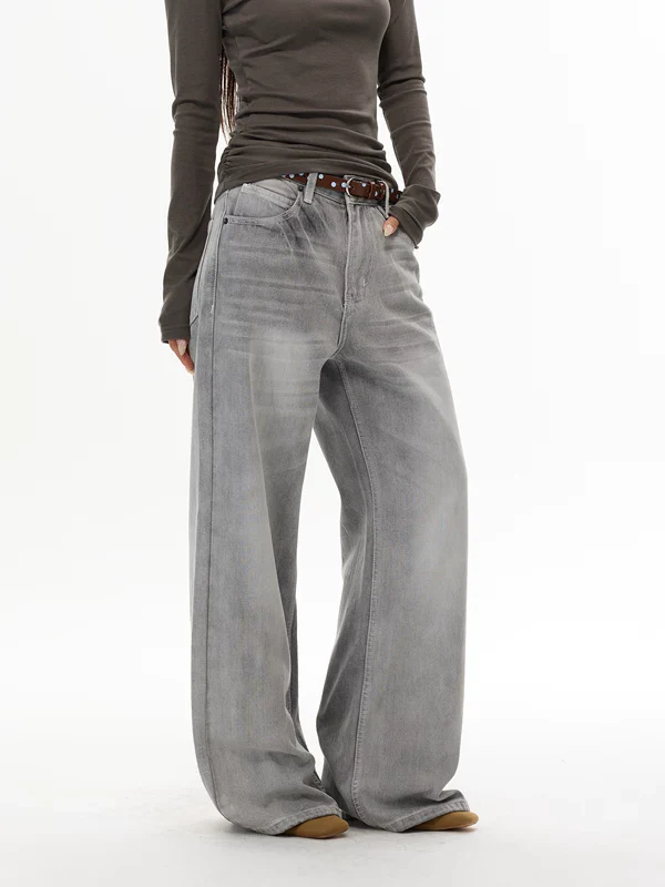 Street Style Wide Leg Denim Pants - Image 5