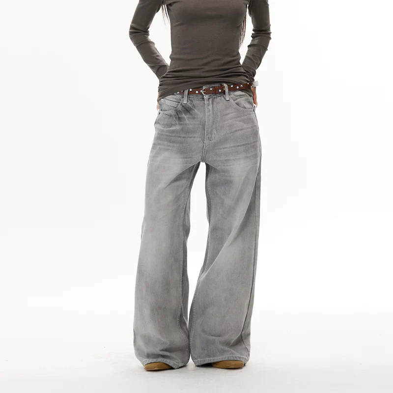 Street Style Wide Leg Denim Pants - Image 6