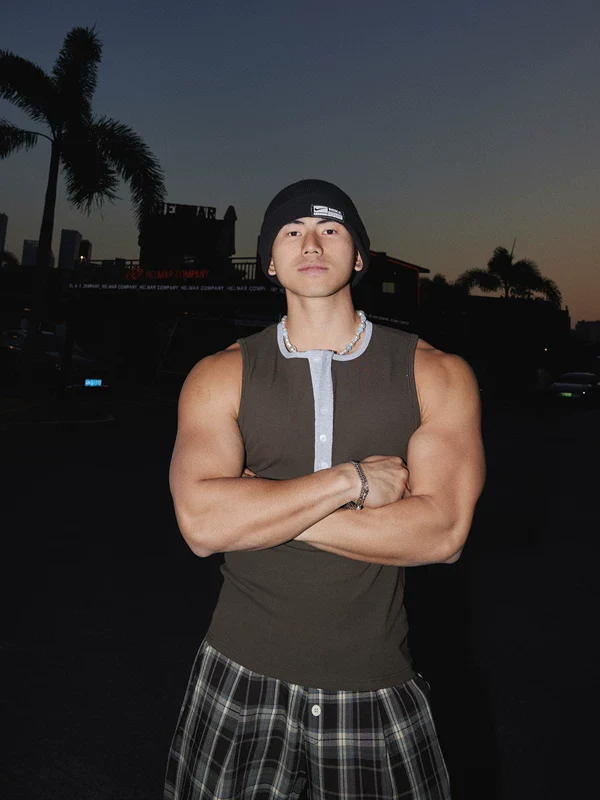 Streetwear Sleeveless Henley Vest - Image 2