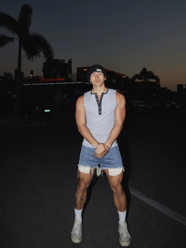 Streetwear Sleeveless Henley Vest - Image 9