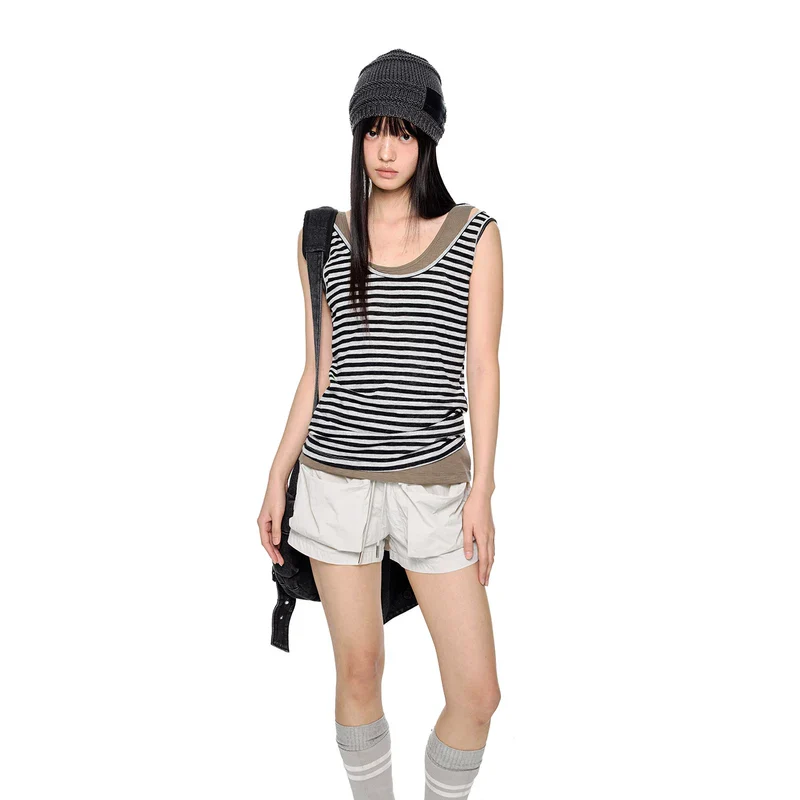 Striped Colorblock Scoop Neck Tank Top - Image 3