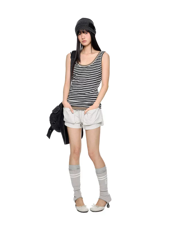 Striped Colorblock Scoop Neck Tank Top - Image 5