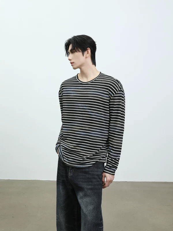 Striped Crew Neck Long Sleeve T-Shirt