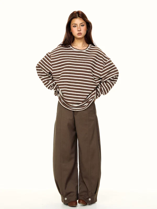 Striped Crew Neck Long Sleeve T-Shirt - Image 5