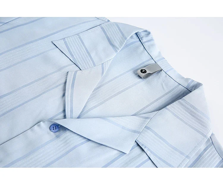 Striped Cuban Collar Short-Sleeve Shirt - Image 5