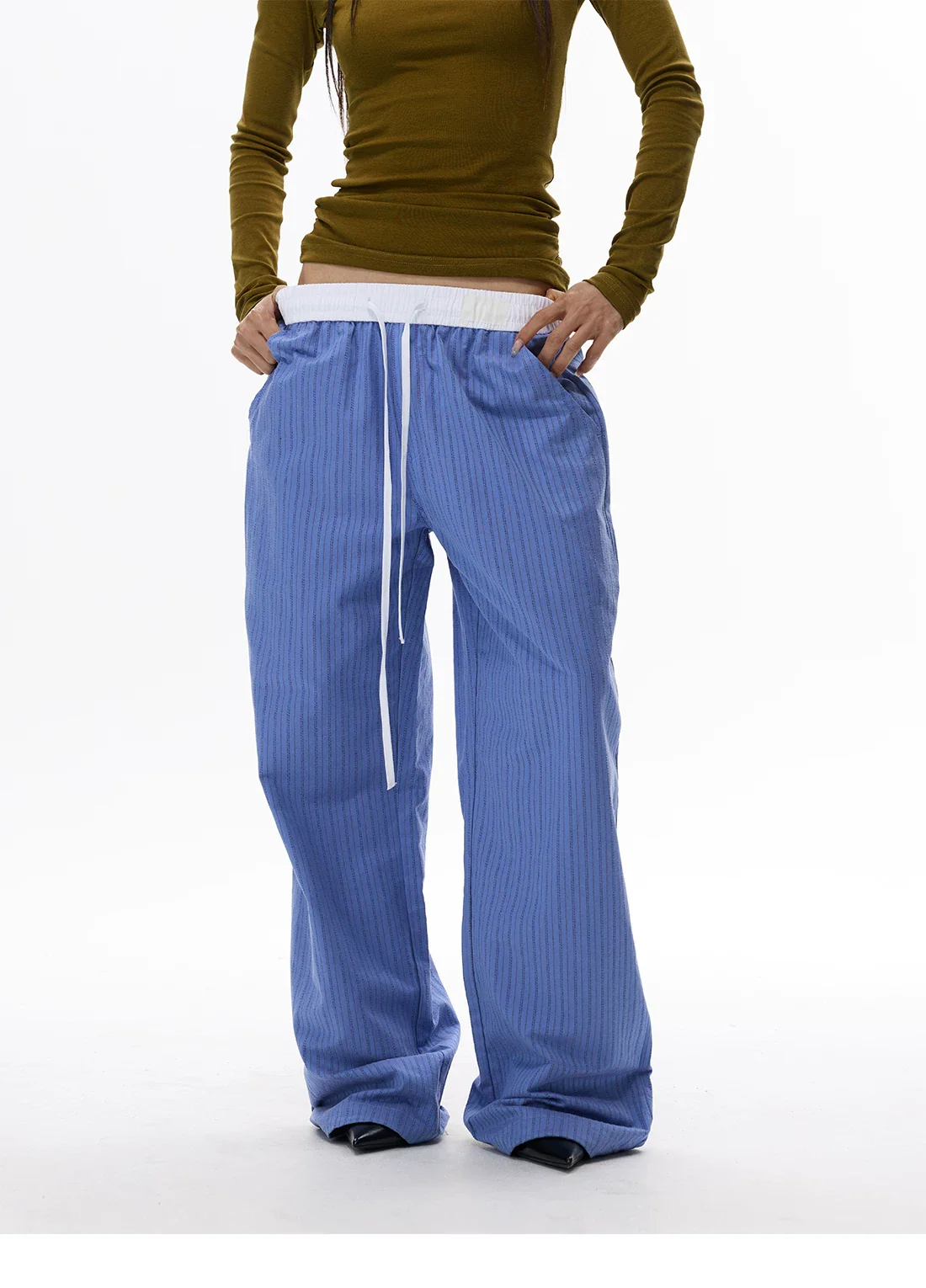 Striped Double Waistband Lounge Pants - Image 8