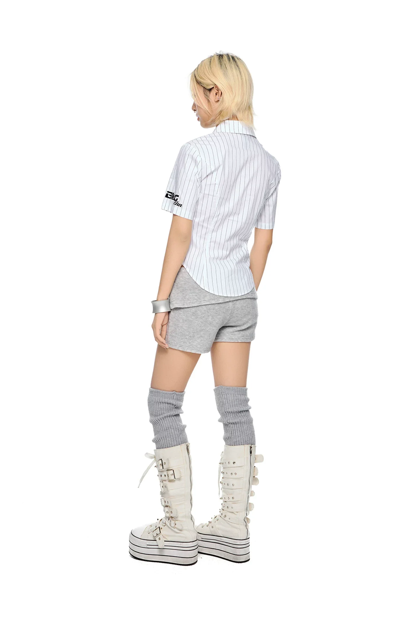 Striped Embroidered Number Short-Sleeve Shirt - Image 6