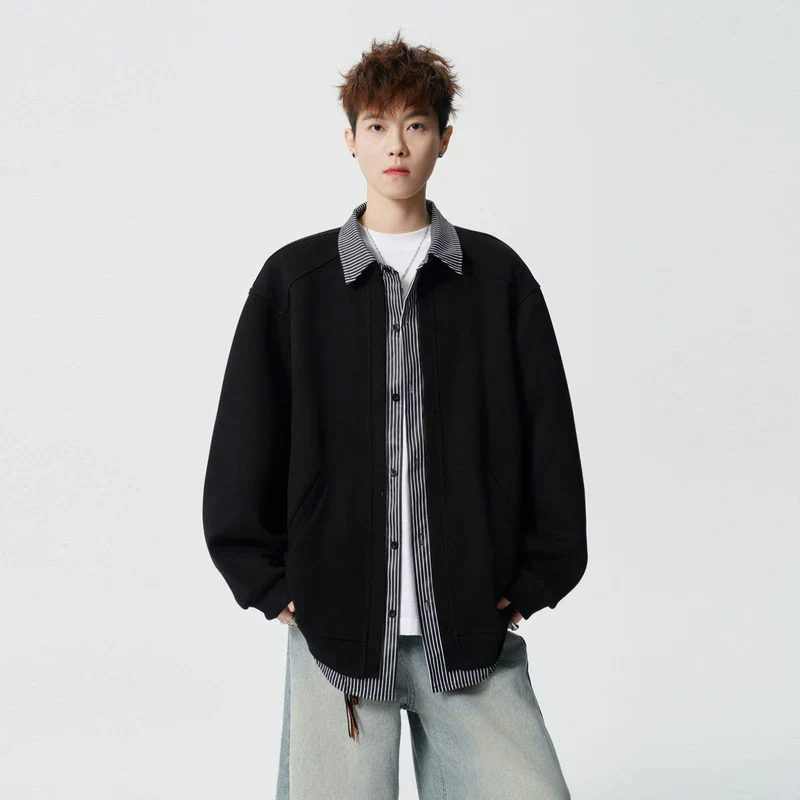 Striped Faux Layered Long-Sleeve Shirt - Image 3