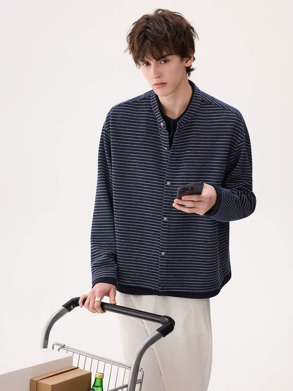 Striped Faux Two-Piece Casual Jacket - Image 6