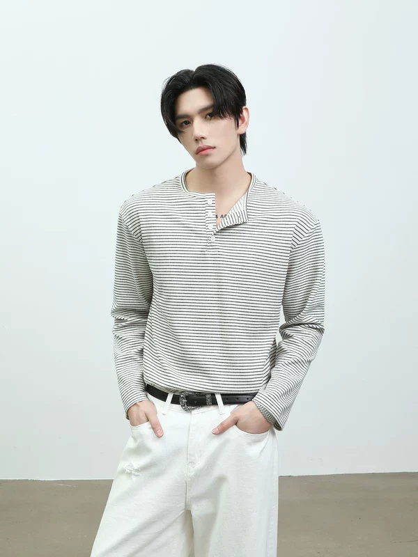 Striped Henley Long-Sleeve Pullover - Image 3