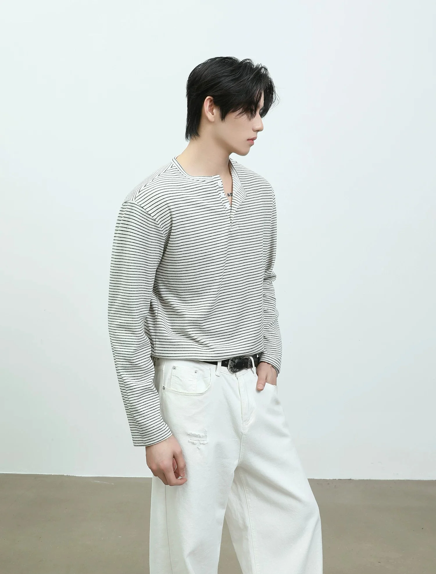 Striped Henley Long-Sleeve Pullover - Image 5