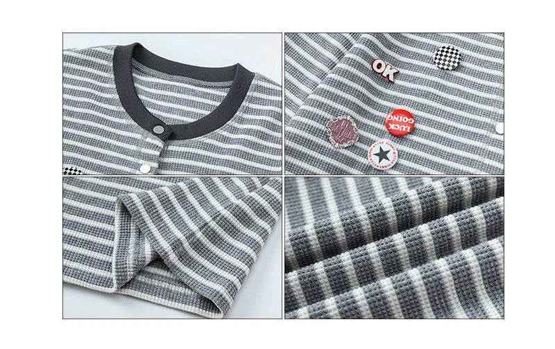 Badge Details Striped Knit Cardigan - Image 10