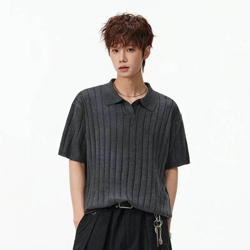 Striped Knit Short-Sleeve Polo T-Shirt - Image 5