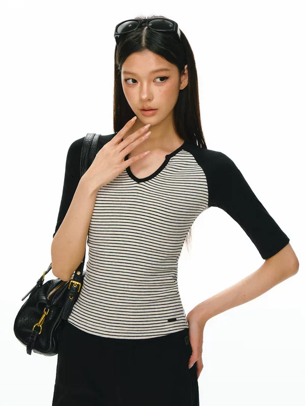 Striped Knit Short-Sleeve Pullover - Image 3