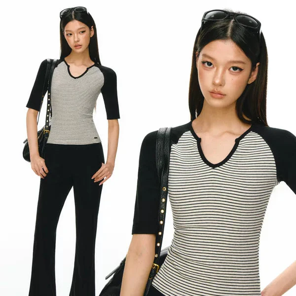Striped Knit Short-Sleeve Pullover - Image 4