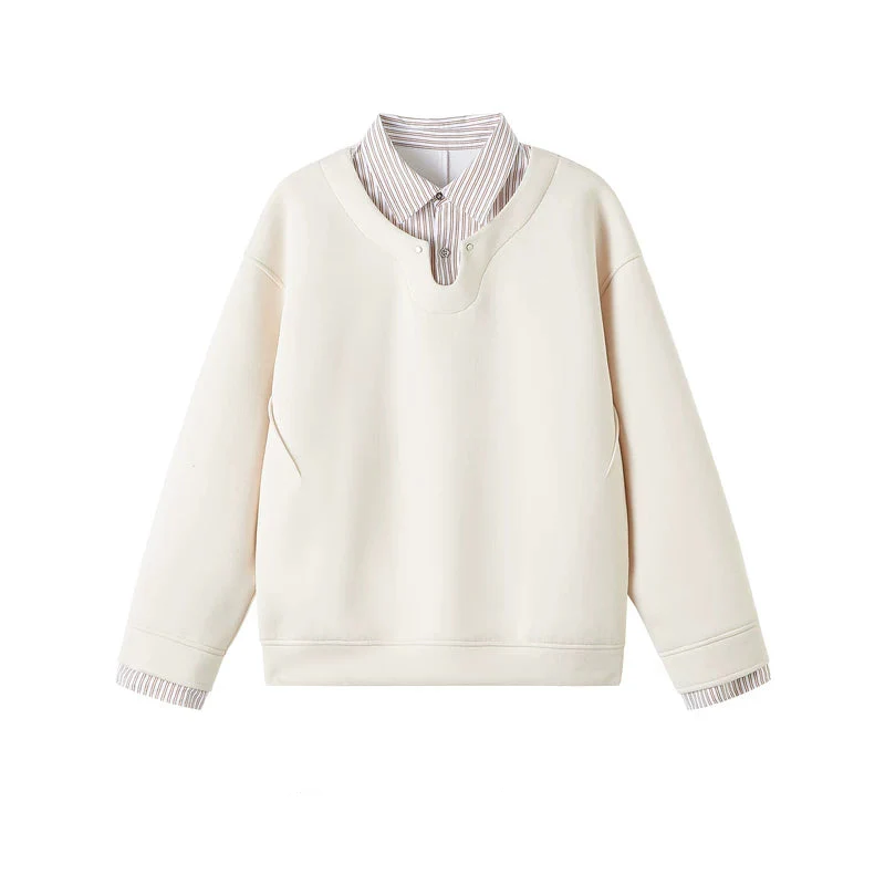 Striped Layered Collar Pullover Sweatshirt - Image 8