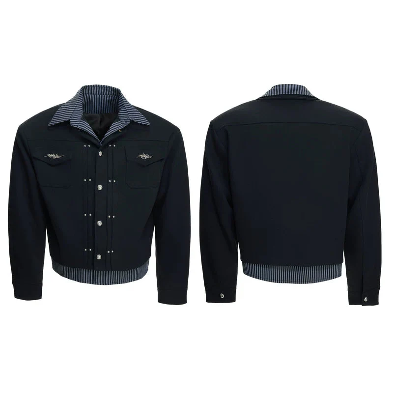 Metal Buttons Striped Layered Shirt Jacket - Image 10