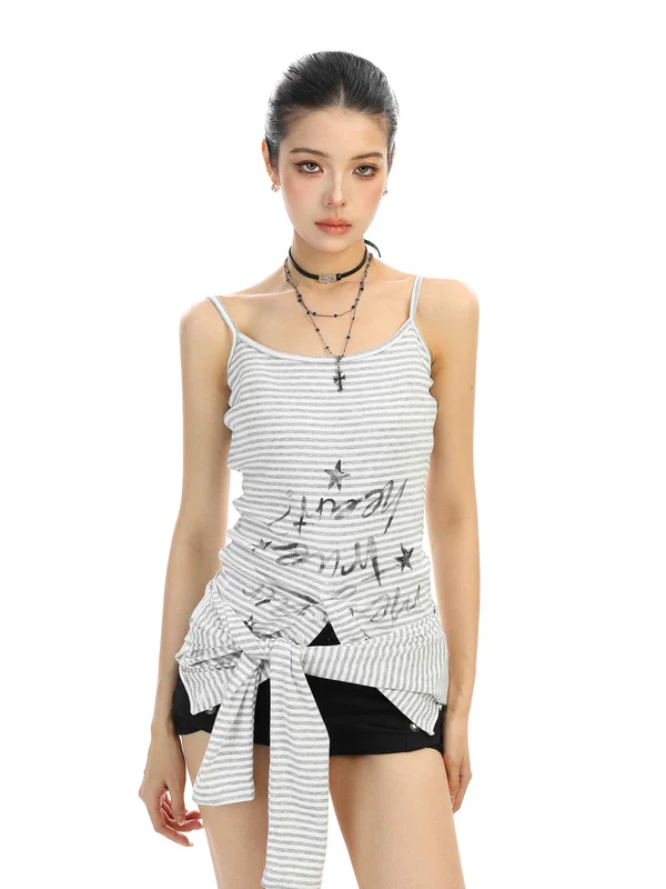 Striped Letter Print Long Sleeve Top - Image 4