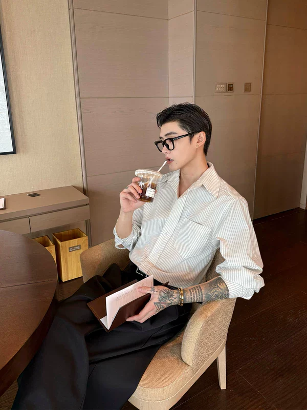 Striped Long Sleeve Casual Button-Up Shirt - Image 2