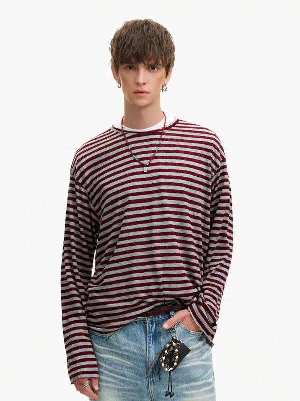 Striped Long Sleeve Casual T-Shirt - Image 3