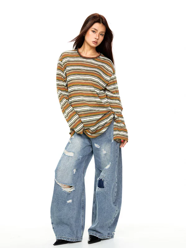 Striped Long Sleeve Crewneck Pullover - Image 8