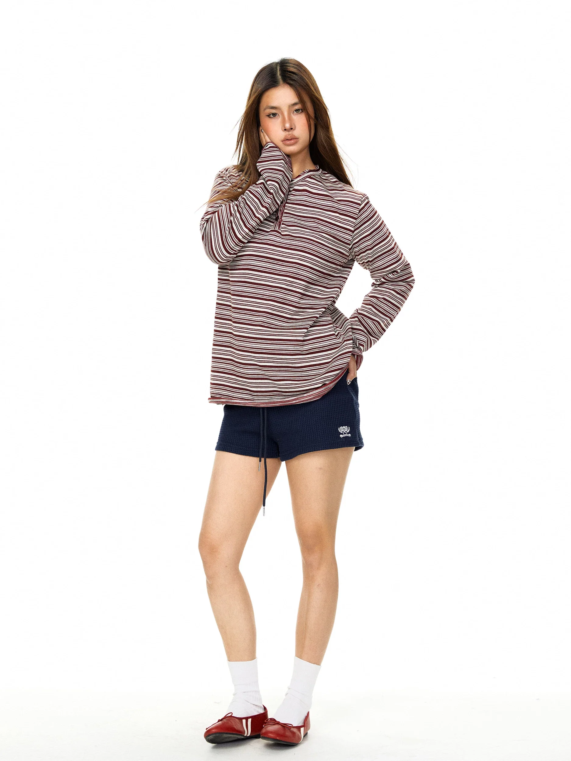 Striped Long Sleeve Henley Pullover - Image 4