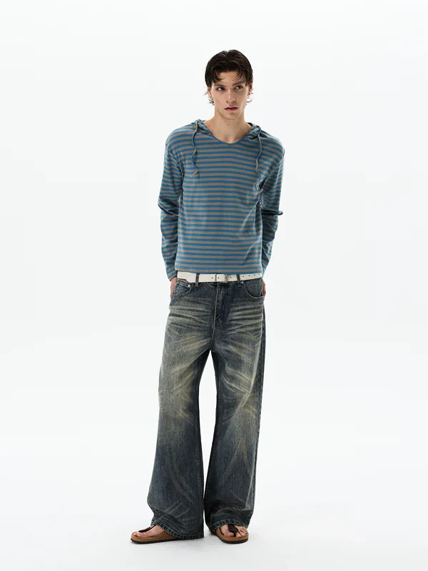 Striped Long-Sleeve Hooded Pullover - Image 3