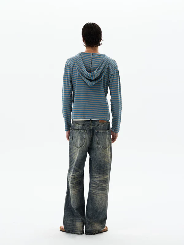 Striped Long-Sleeve Hooded Pullover - Image 4