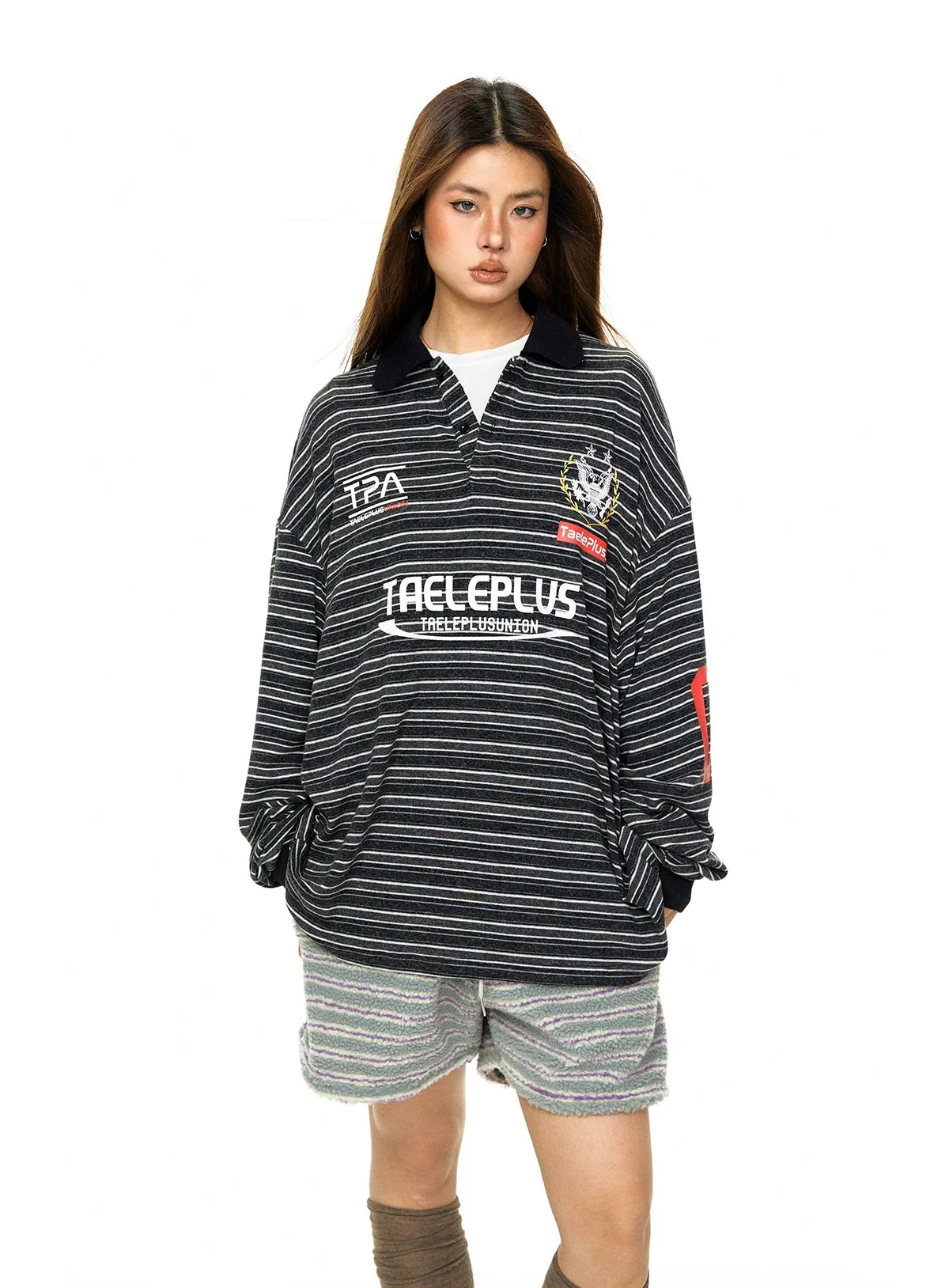Striped Long Sleeve Polo Pullover - Image 6