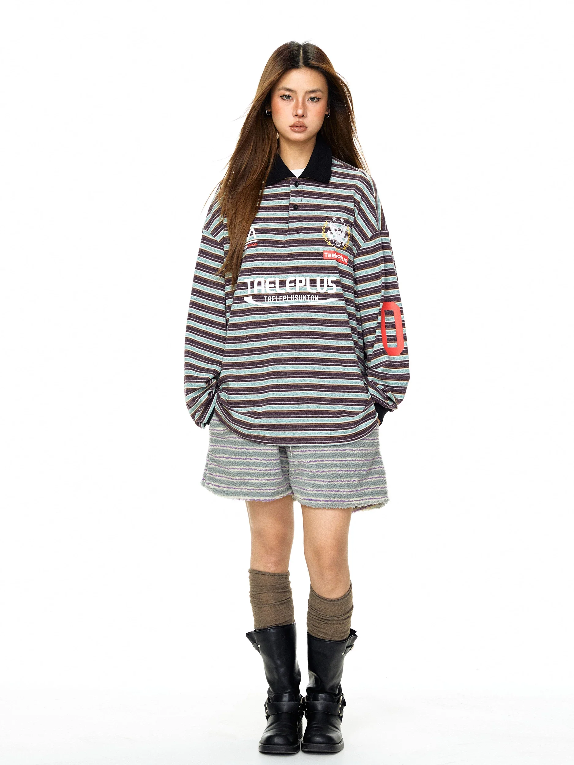 Striped Long Sleeve Polo Pullover - Image 7