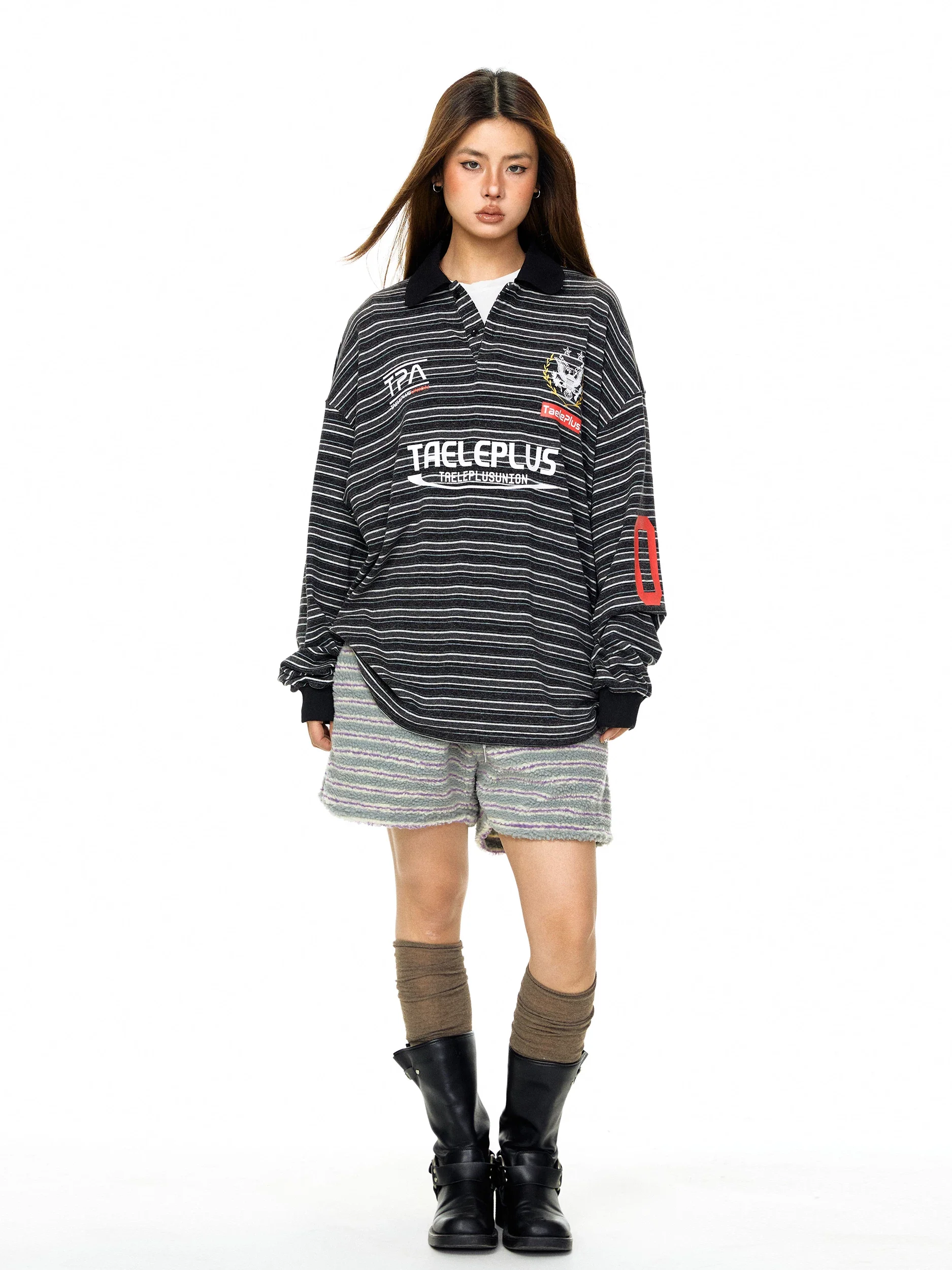 Striped Long Sleeve Polo Pullover - Image 8