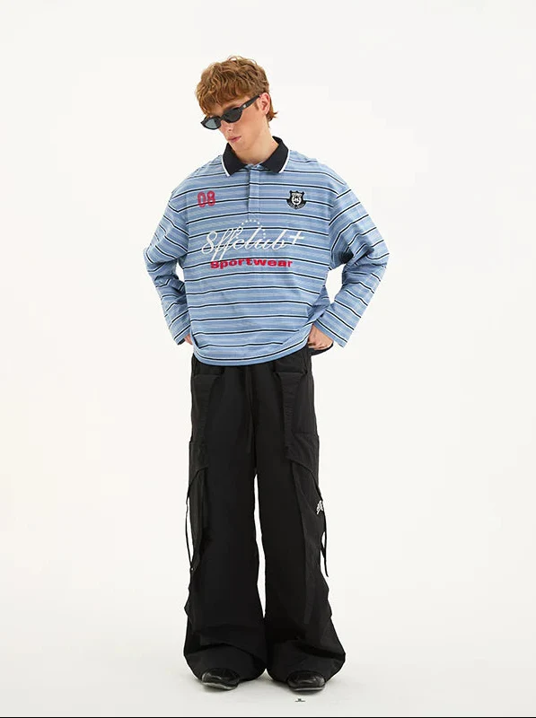 Striped Long Sleeve Rugby Polo Shirt - Image 5