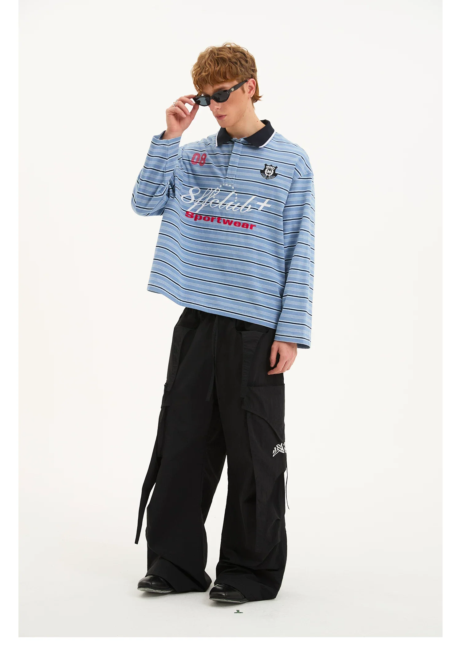 Striped Long Sleeve Rugby Polo Shirt - Image 6