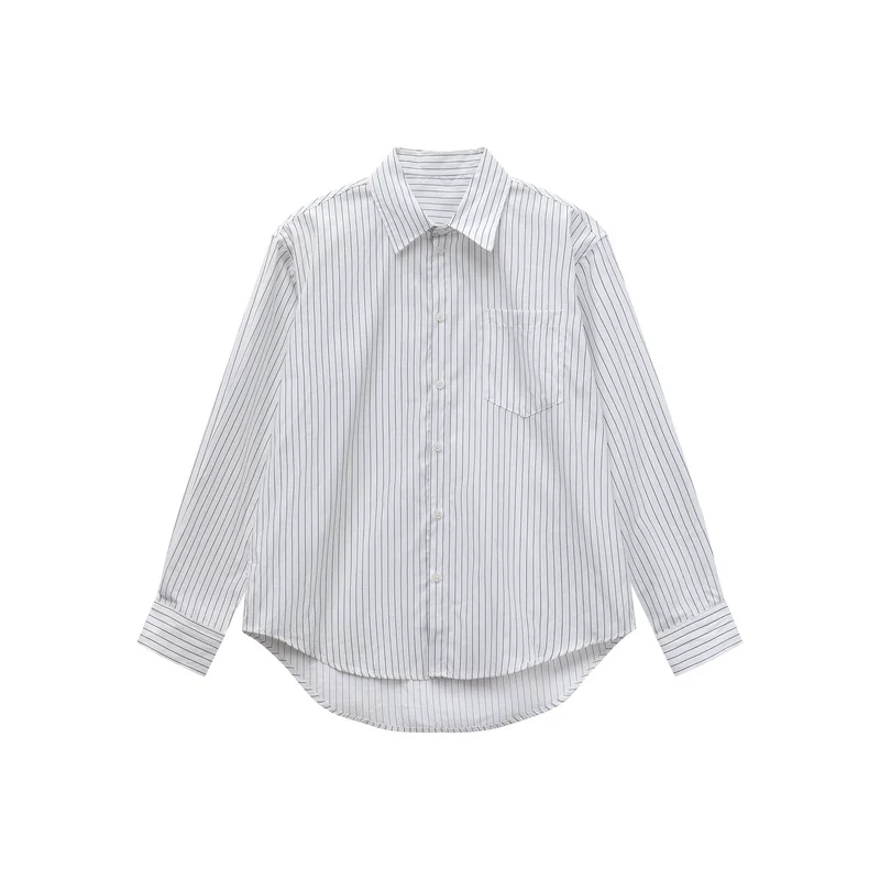 Striped Loose Fit Long Sleeve Shirt - Image 10