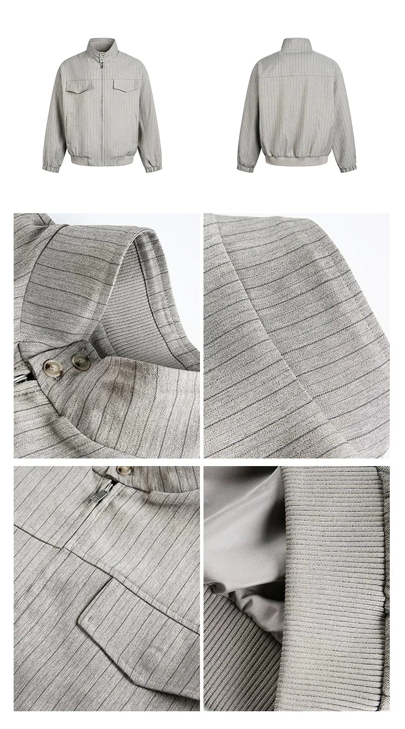 Striped Multi-Pocket Workwear Jacket - Image 12