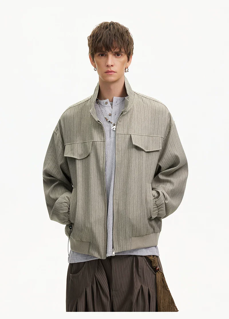 Striped Multi-Pocket Workwear Jacket - Image 7