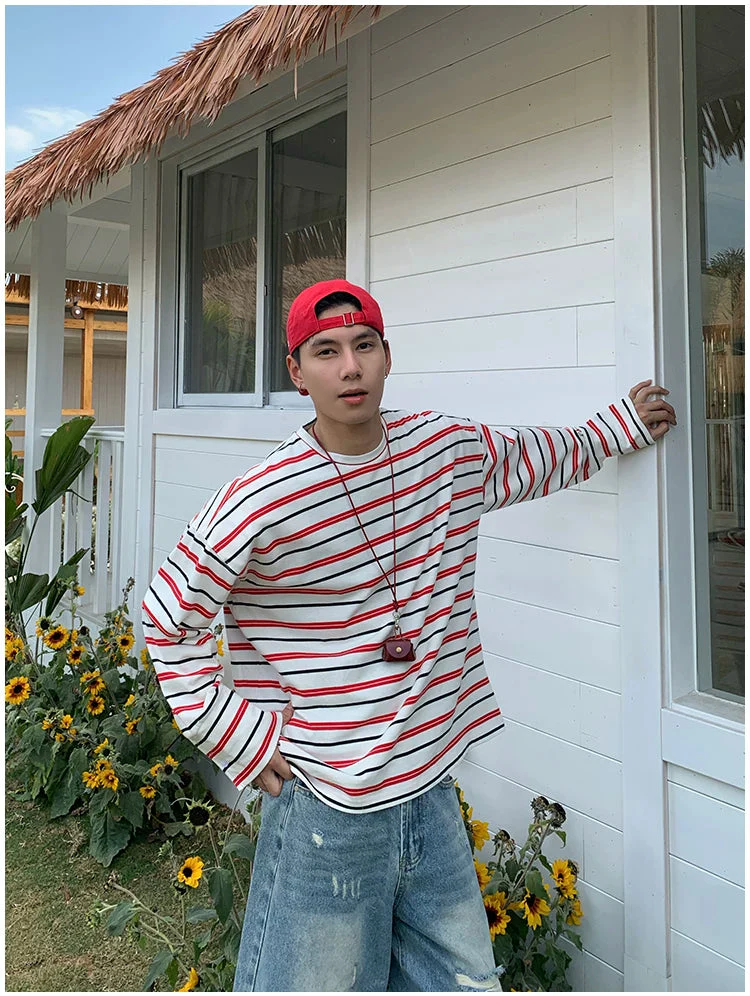 Striped Oversized Crew Neck Sweatshirt - Image 4