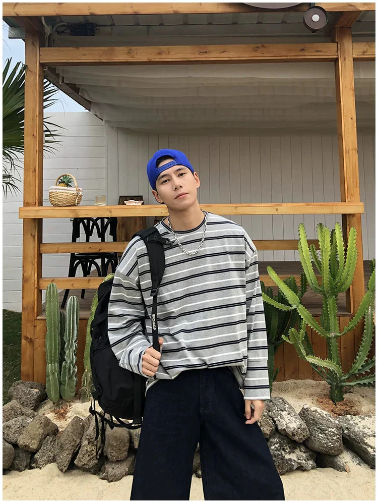 Striped Oversized Crew Neck Sweatshirt - Image 5