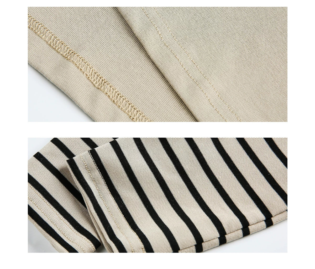 Striped Patchwork Faux Two-Piece T-Shirt - Image 8