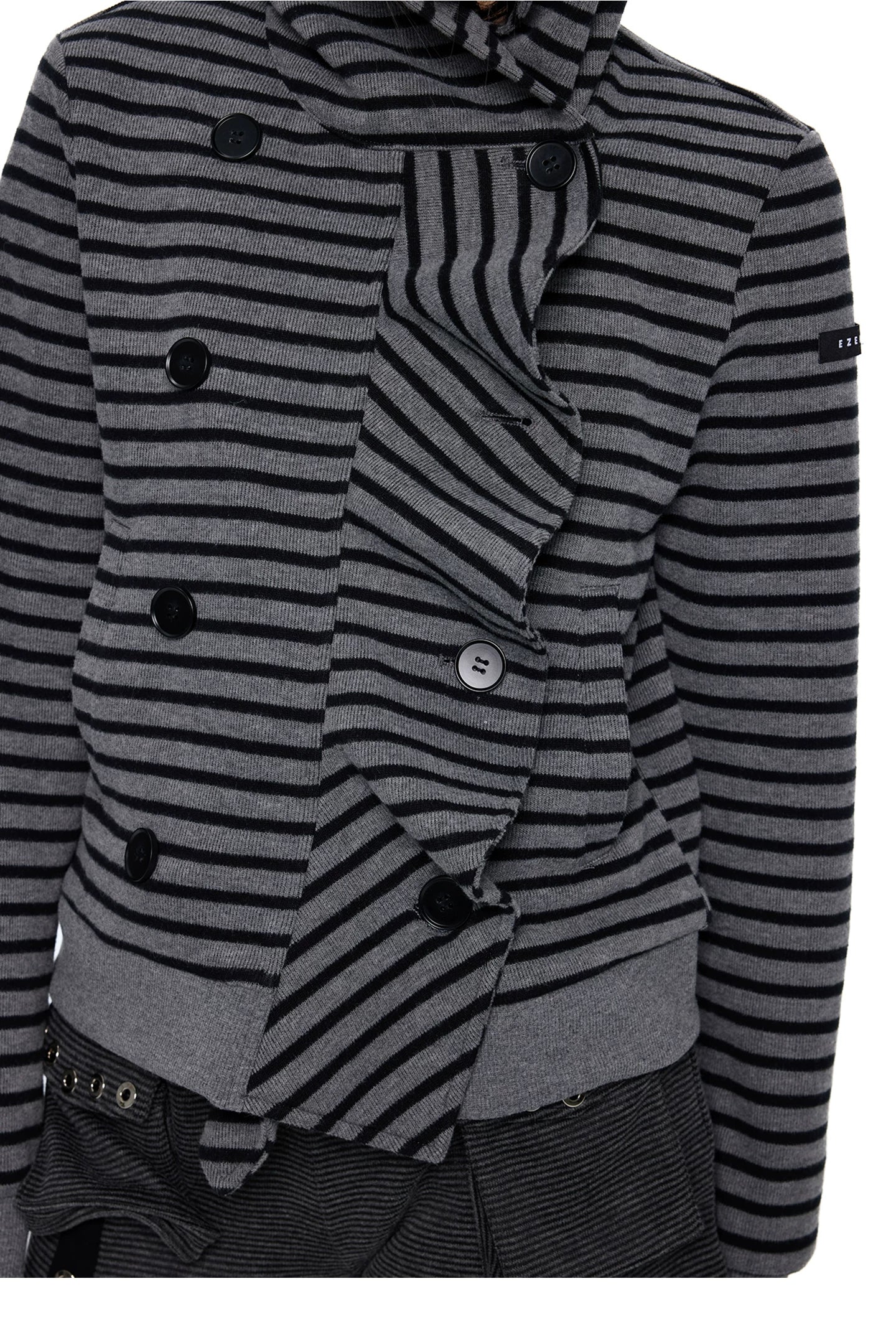 Striped Patchwork Hooded Cardigan - Image 9