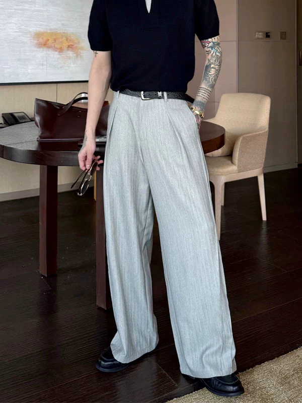 Striped Pleated Straight Leg Pants - Image 5