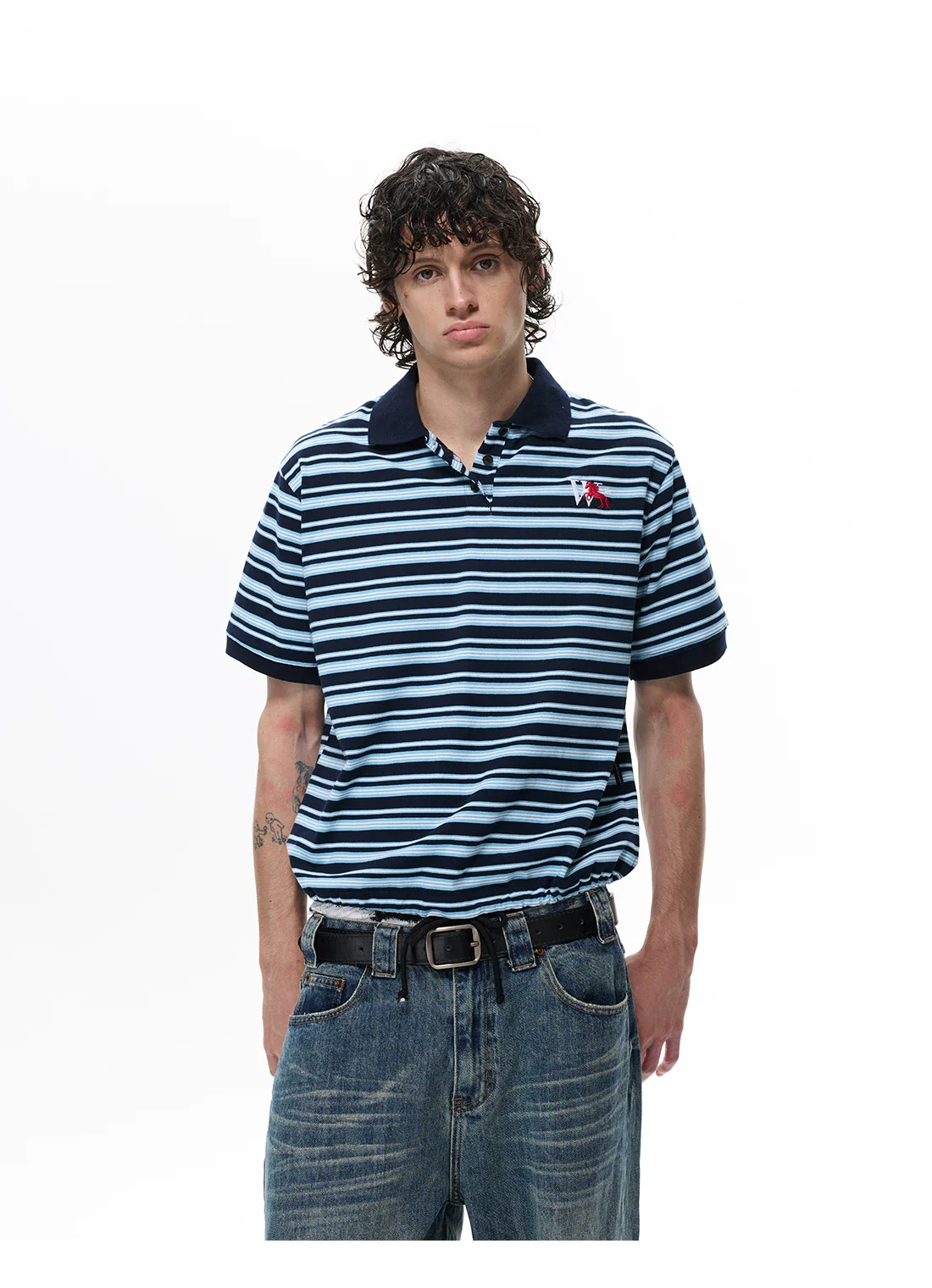 Striped Pony Embroidered Polo T-shirt