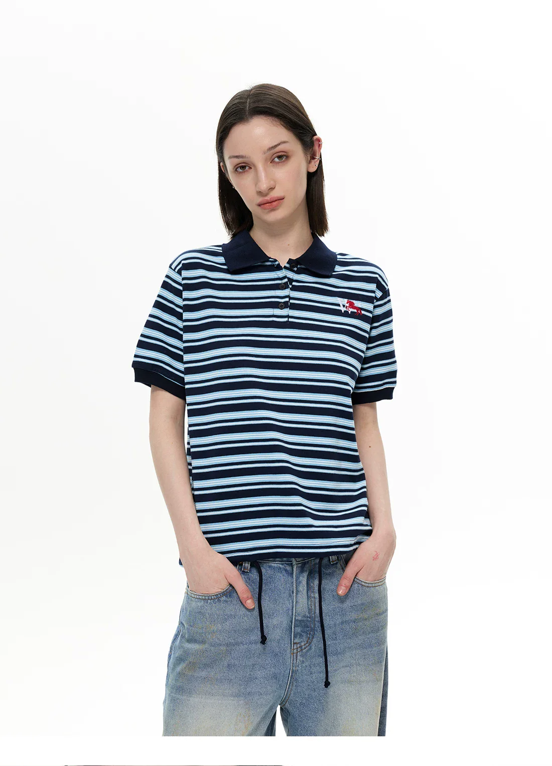 Striped Pony Embroidered Polo T-shirt - Image 3